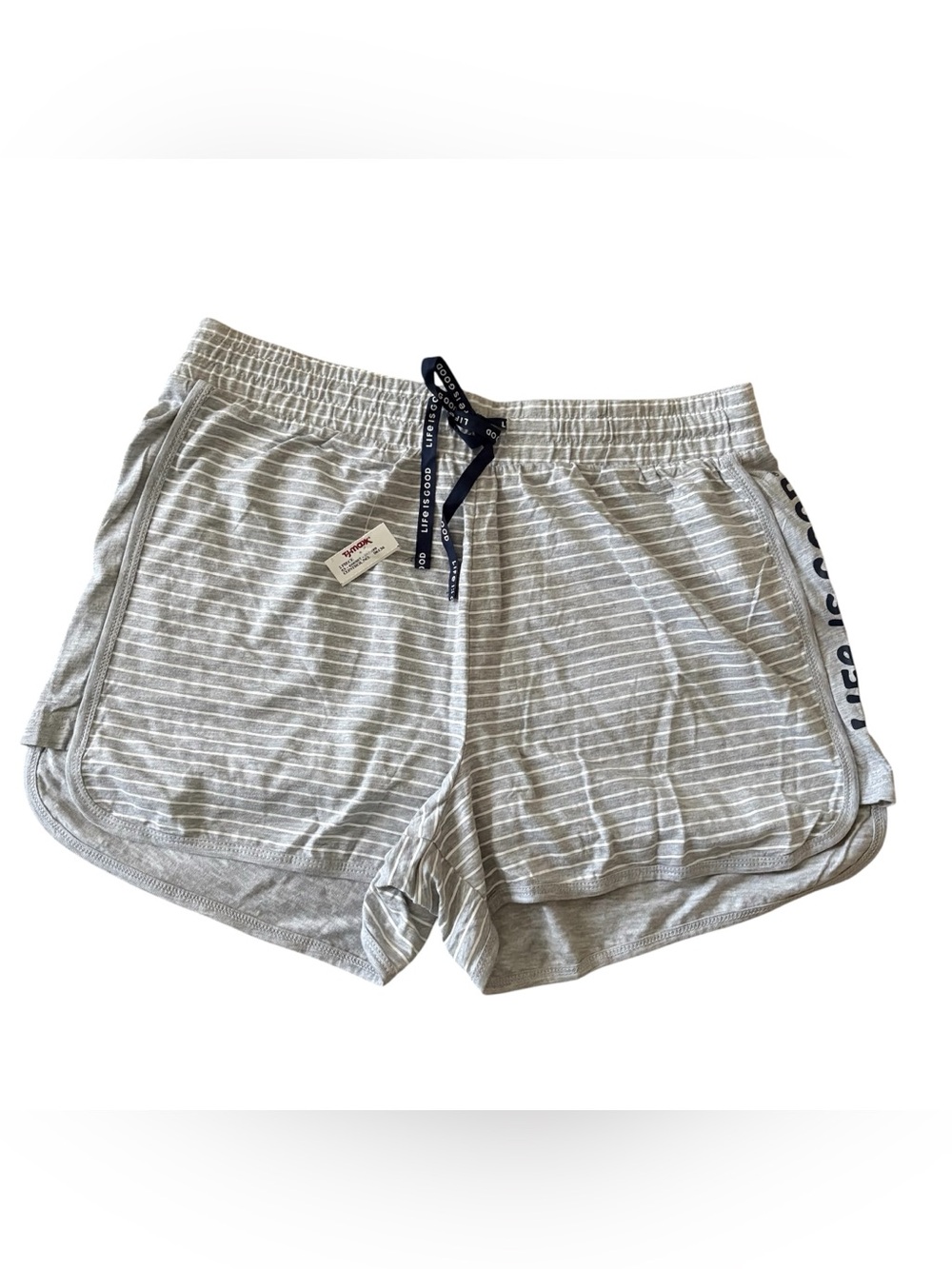 5for20 NWT Life is good grey & white striped pajama shorts